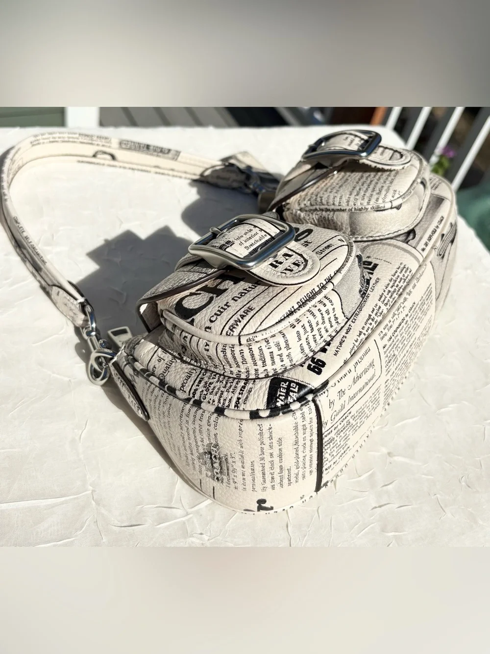 NEW COACH Ashton Shoulder Bag With Newspaper Print CDC12